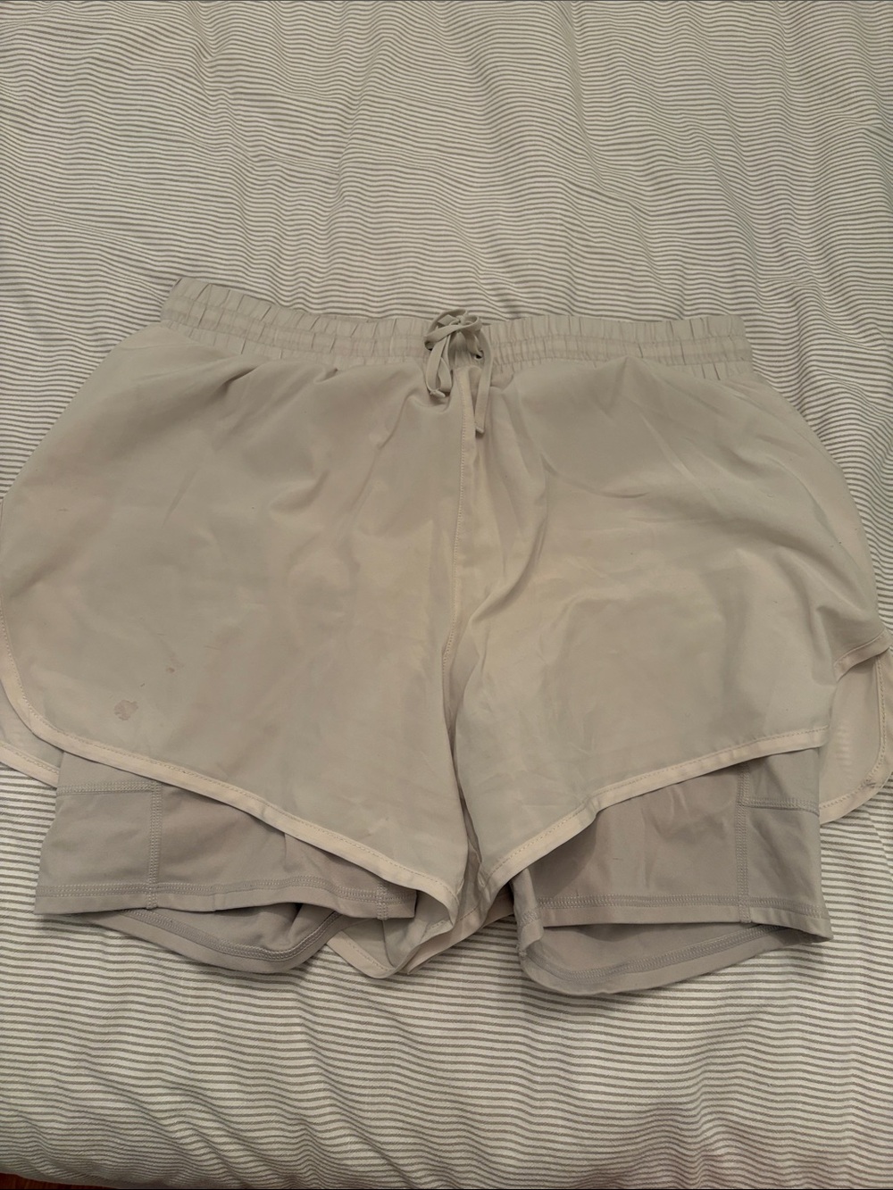 Fabletics Light Gray Layered Athletic Shorts